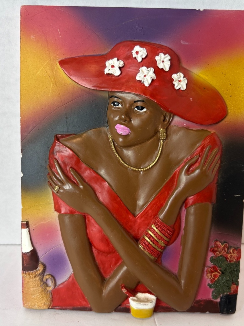 3D Resin Wall Art Plaque African American Woman Sophisticated Glamour Girl Frame